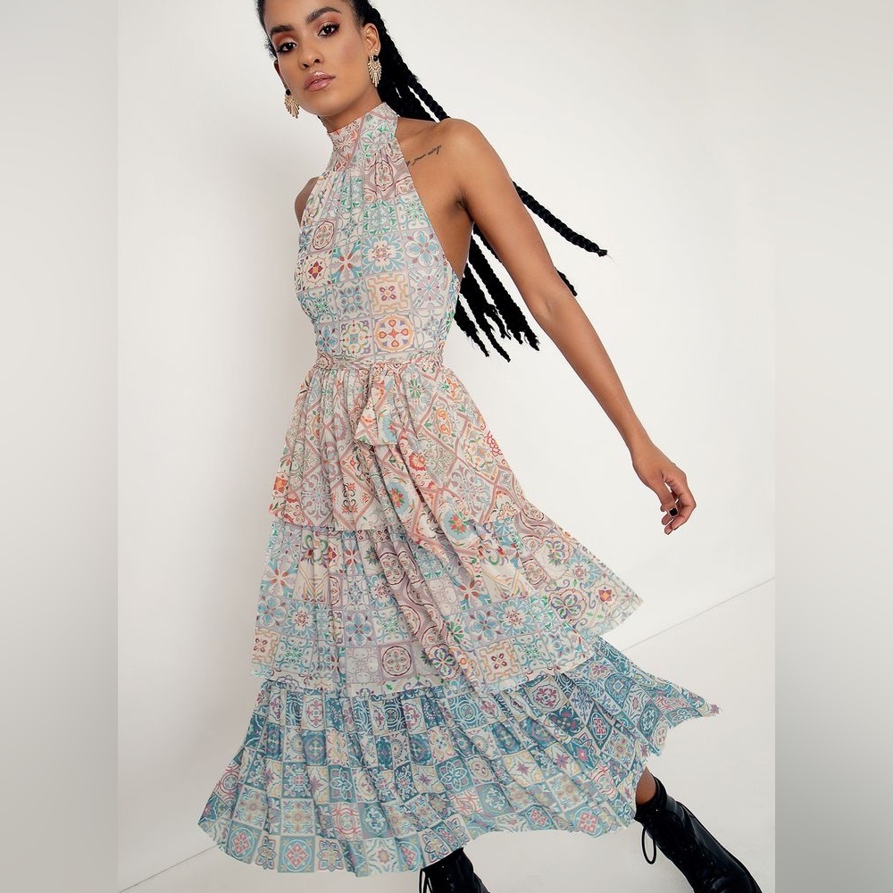 Black Milk XS Moroccan Tiles tiered dress